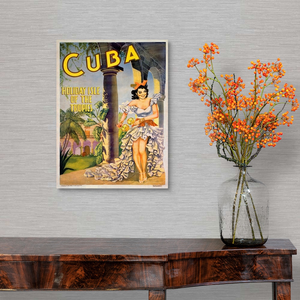 A traditional room featuring Cuba, Holiday Isle of the Tropics, Vintage Poster