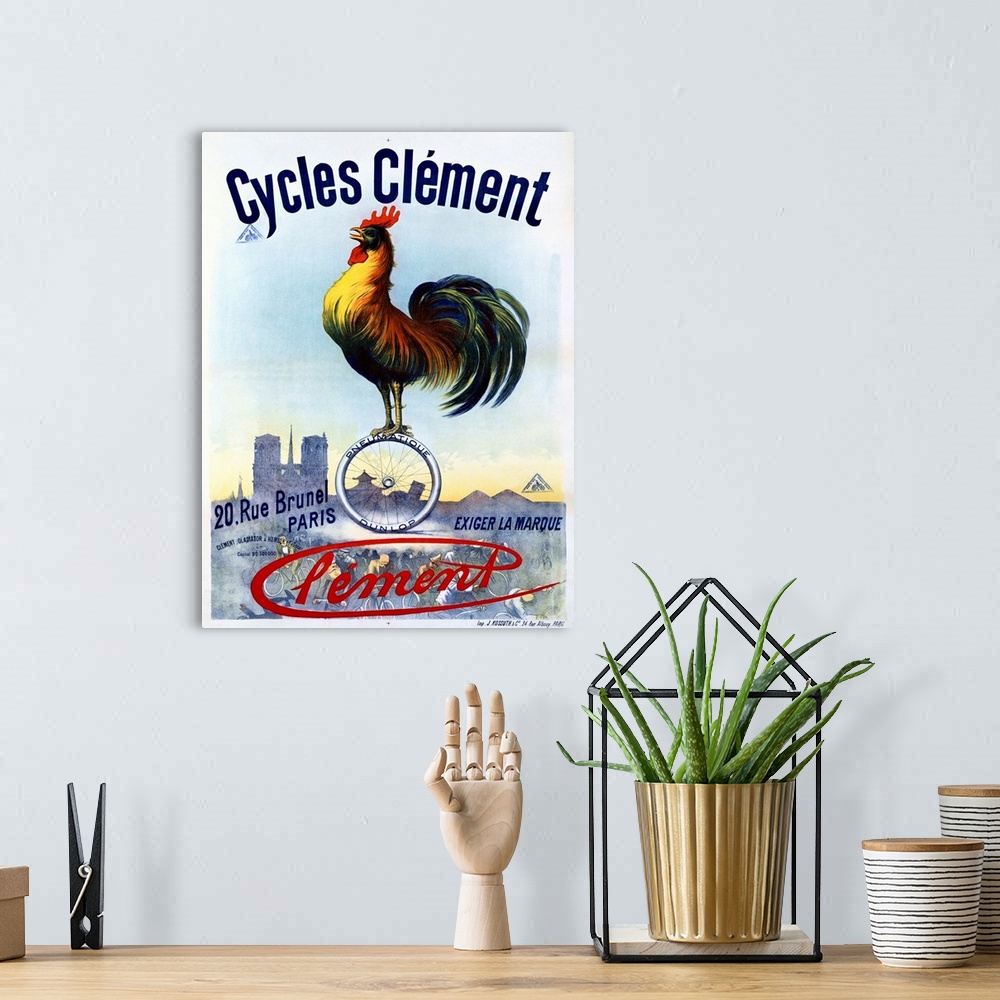 A bohemian room featuring Cycles, Clement, Exiger La Marque, Vintage Poster