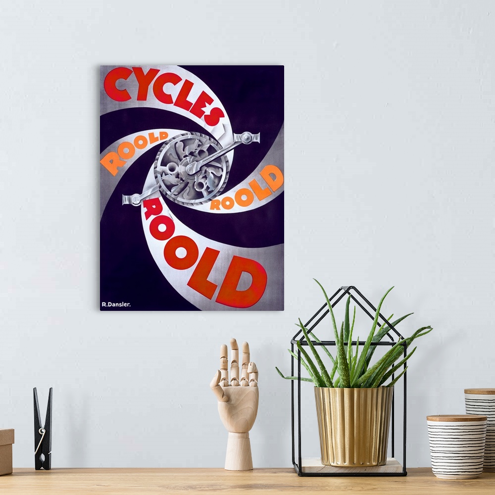 A bohemian room featuring Cycles Roold, Vintage Poster, by R. Dansler