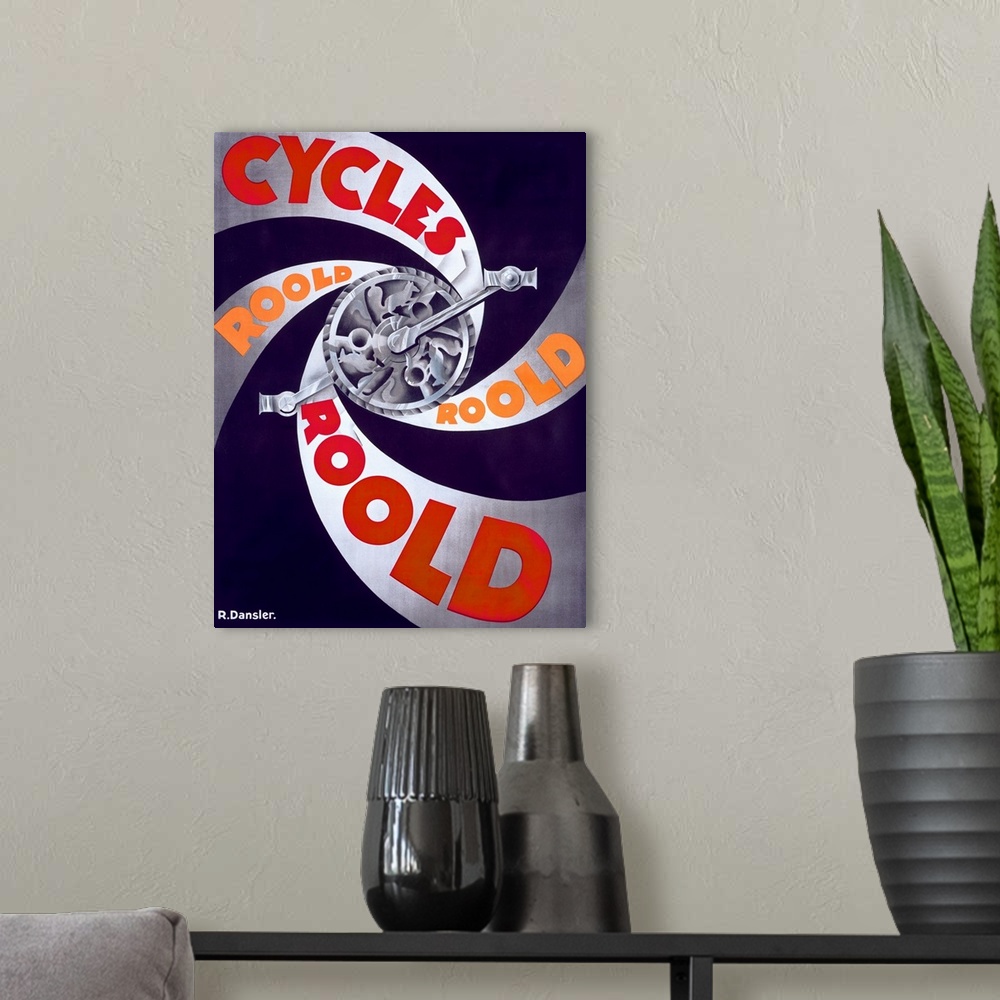 A modern room featuring Cycles Roold, Vintage Poster, by R. Dansler