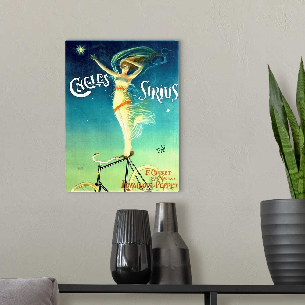 A modern room featuring Cycles Sirius Vintage Advertising Poster