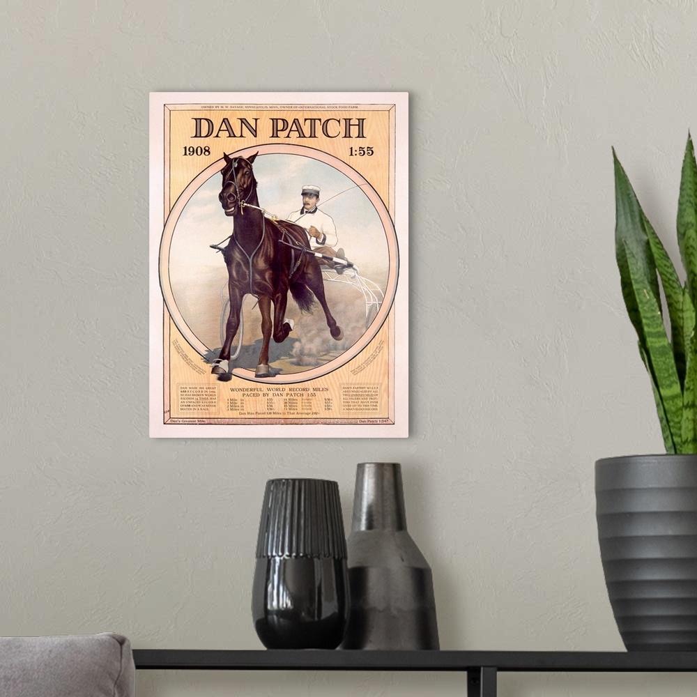 A modern room featuring Dan Patch, Horse with Wonderful World Records, Vintage Poster