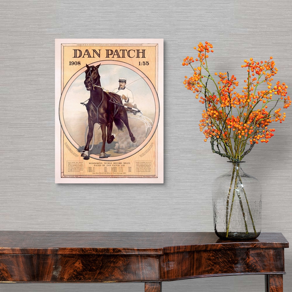 A traditional room featuring Dan Patch, Horse with Wonderful World Records, Vintage Poster