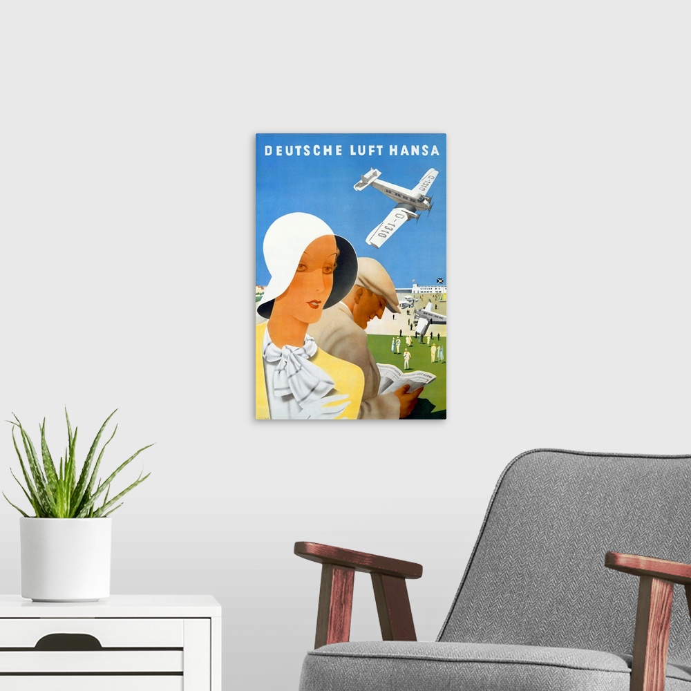 A modern room featuring Deutsche Luft Hansa, Airlines, Vintage Poster