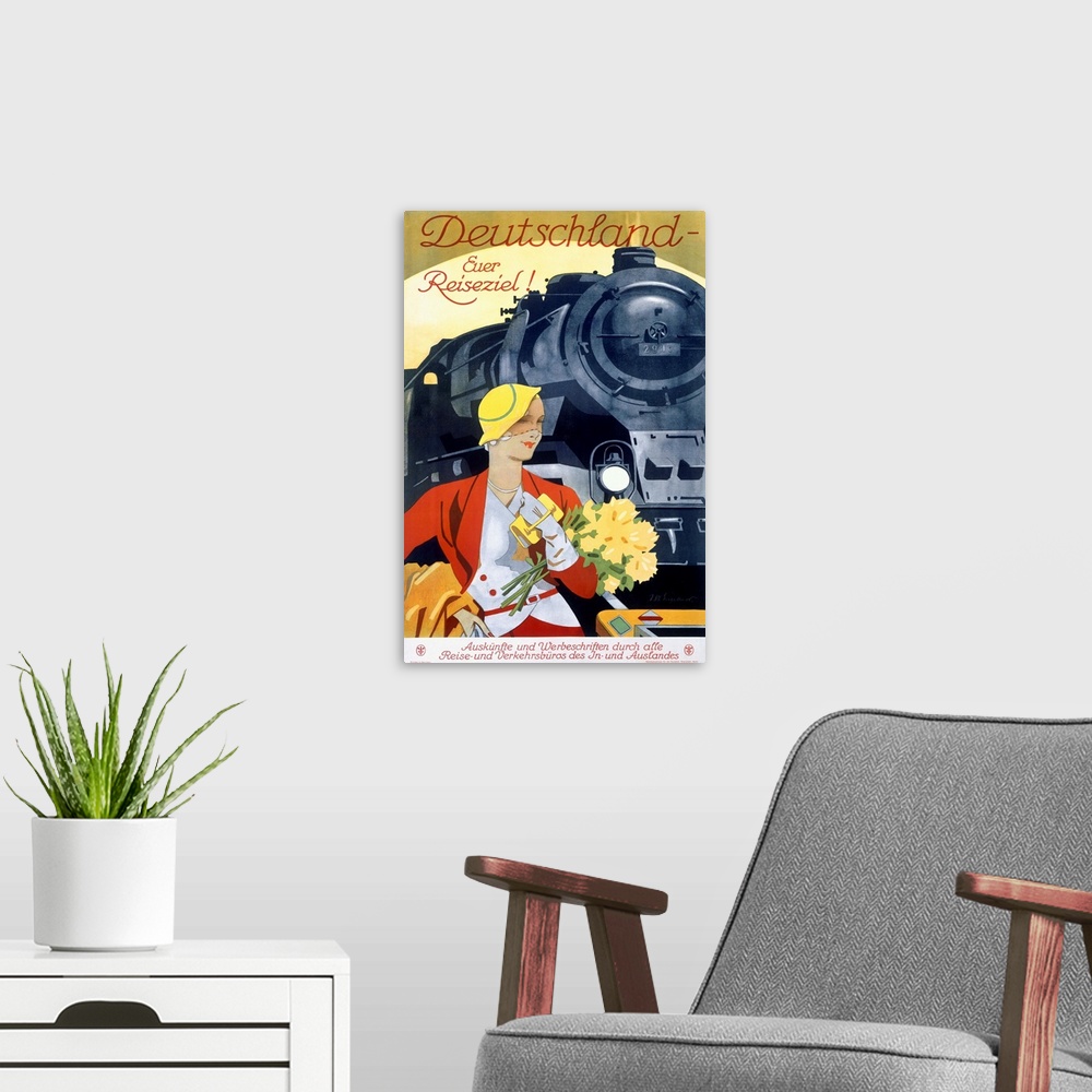 A modern room featuring Deutschland, Euer Reiseziel, Vintage Poster