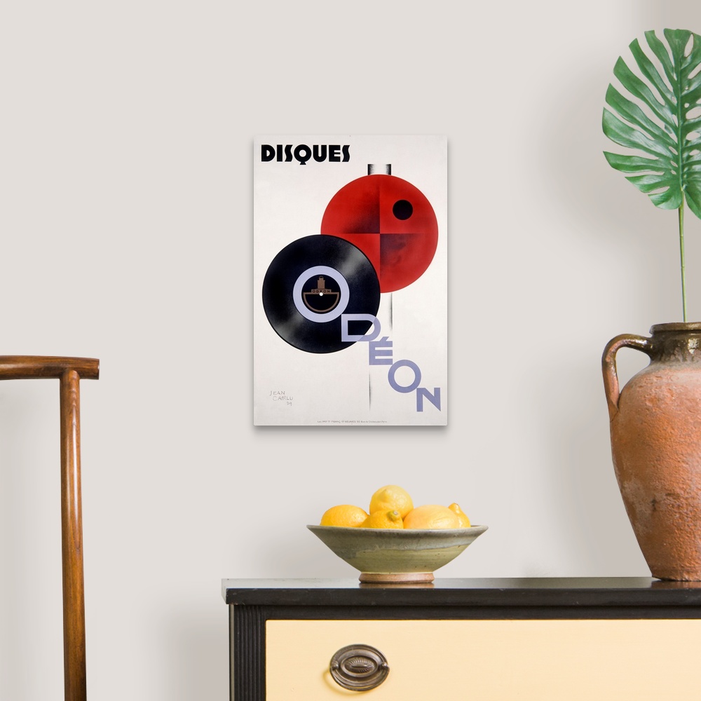 A traditional room featuring Disques, Odeon, Vintage Poster, by Jean Carlu