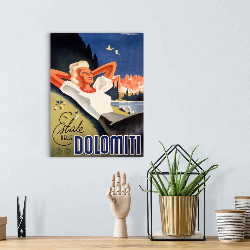 A bohemian room featuring Italian Travel Poster