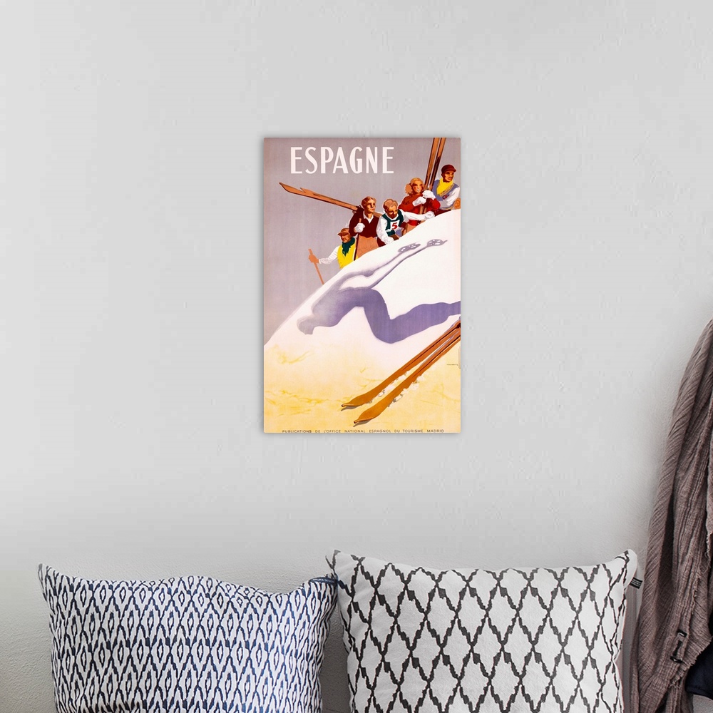 A bohemian room featuring Espangne, Ski, Vintage Poster, by Morell