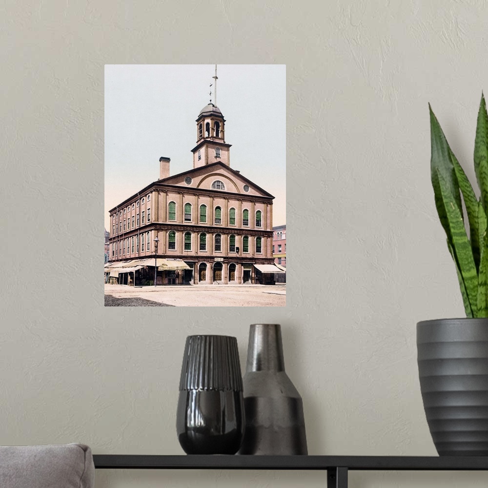 A modern room featuring Faneuil Hall Boston Massachusetts Vintage Photograph