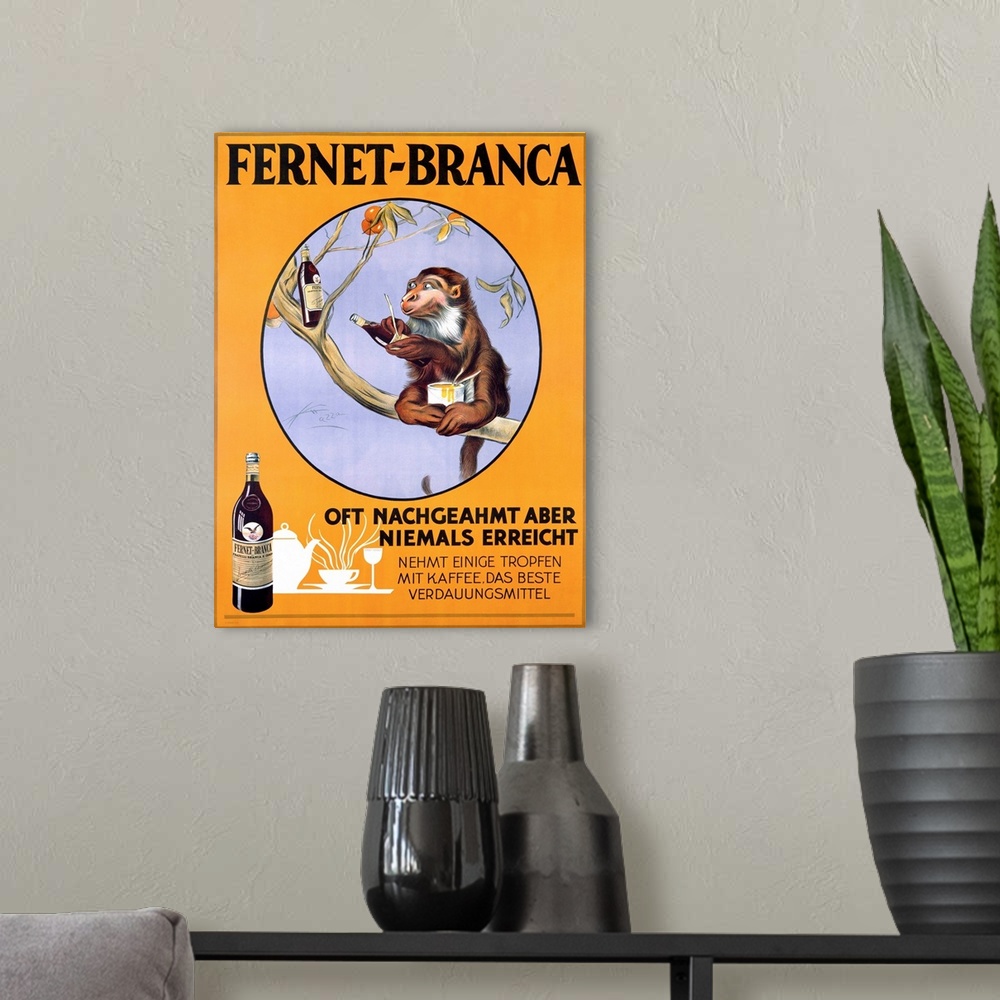 A modern room featuring Fernet Branca, Vintage Poster, by Aldo Mazza