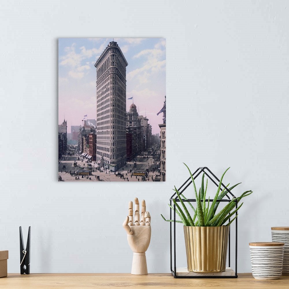 A bohemian room featuring Flat Iron Building New York