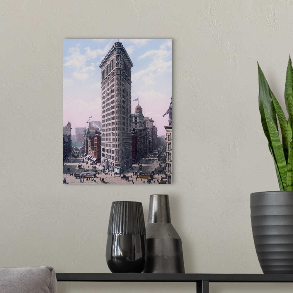 A modern room featuring Flat Iron Building New York