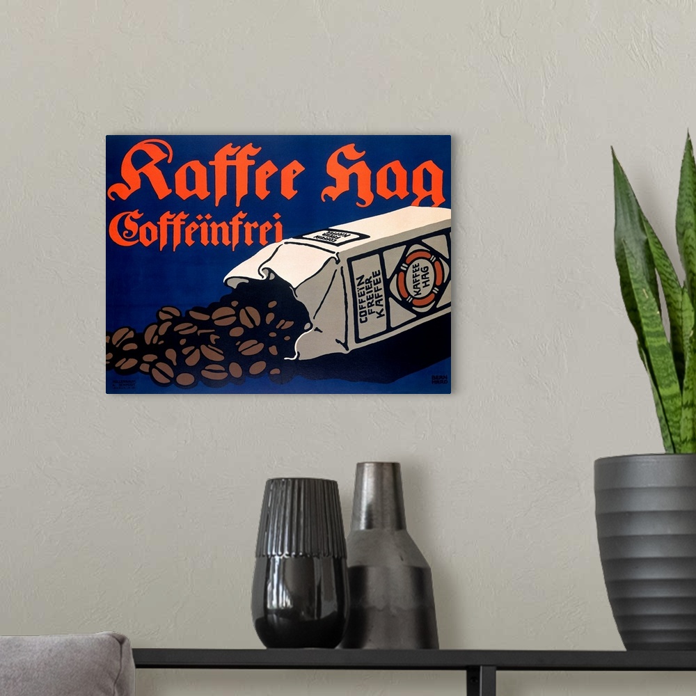 A modern room featuring Vintage Coffee Advertisement
