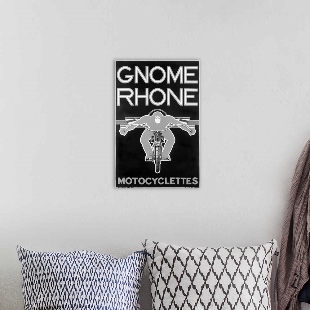 A bohemian room featuring Gnome Rhone, Motocyclettes, Vintage Poster