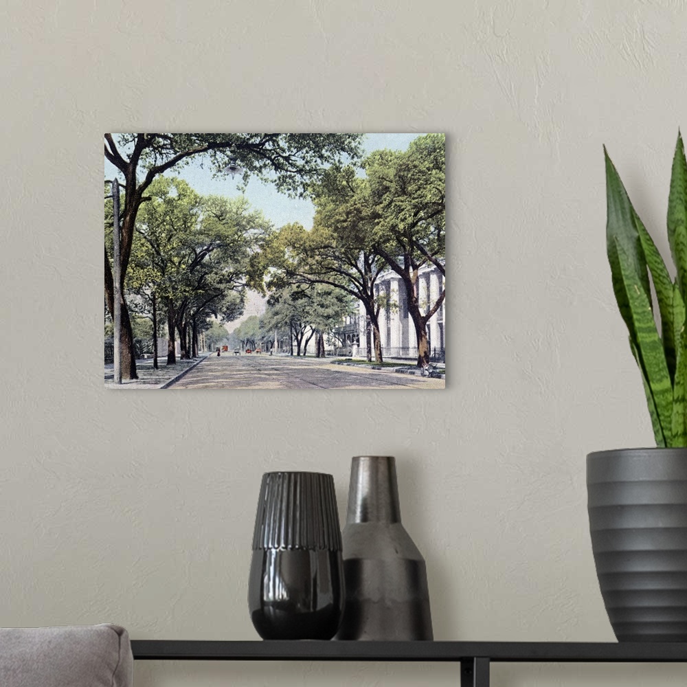 A modern room featuring Government Street Looking West Mobile Alabama Vintage Photograph