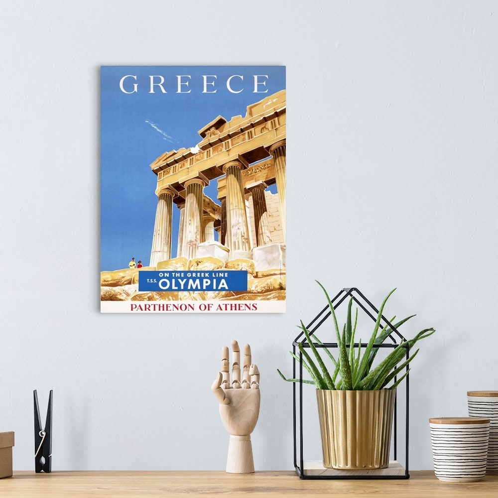 A bohemian room featuring Greece, Greek Parthenon, Vintage Poster