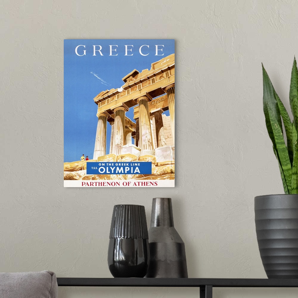 A modern room featuring Greece, Greek Parthenon, Vintage Poster