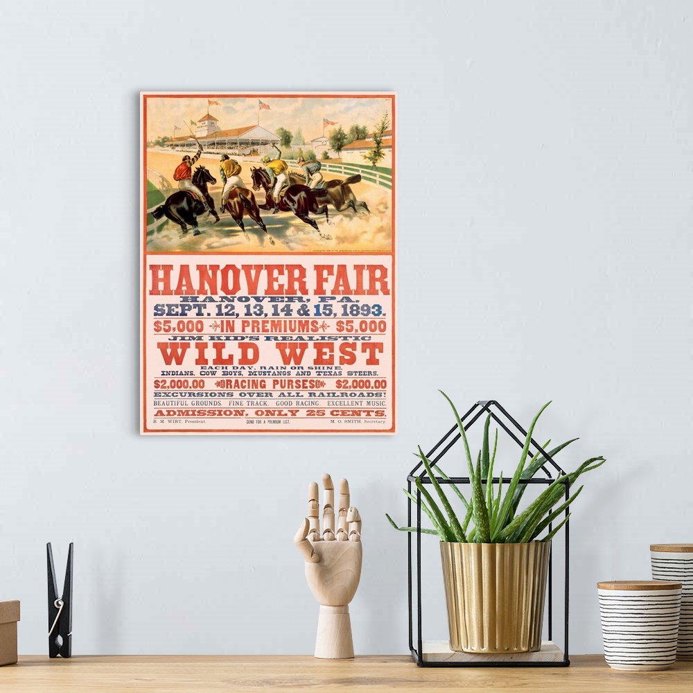 A bohemian room featuring Hanover Fair Horse Race, Wild West, Vintage Poster