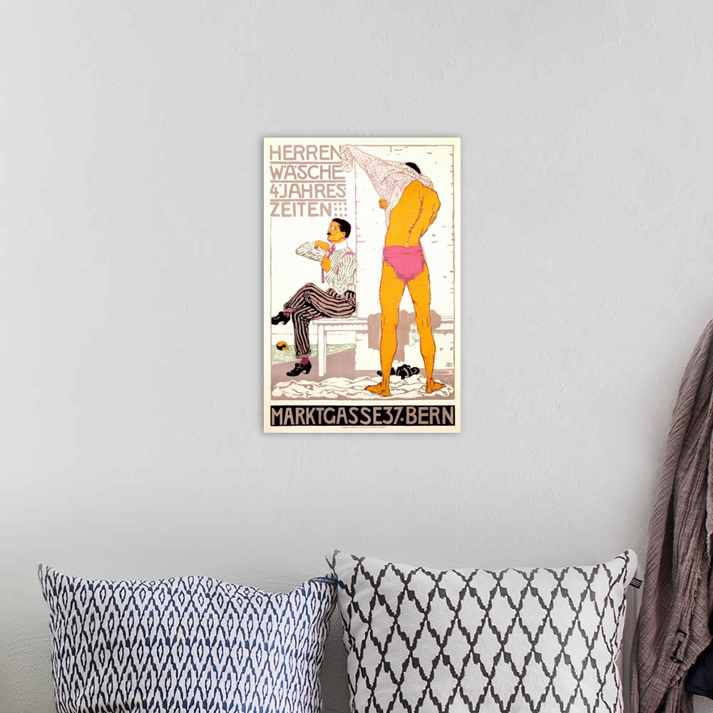 A bohemian room featuring Herrenwasche, 4 Jahreszeiten, Vintage Poster, by Burkhard Mangold