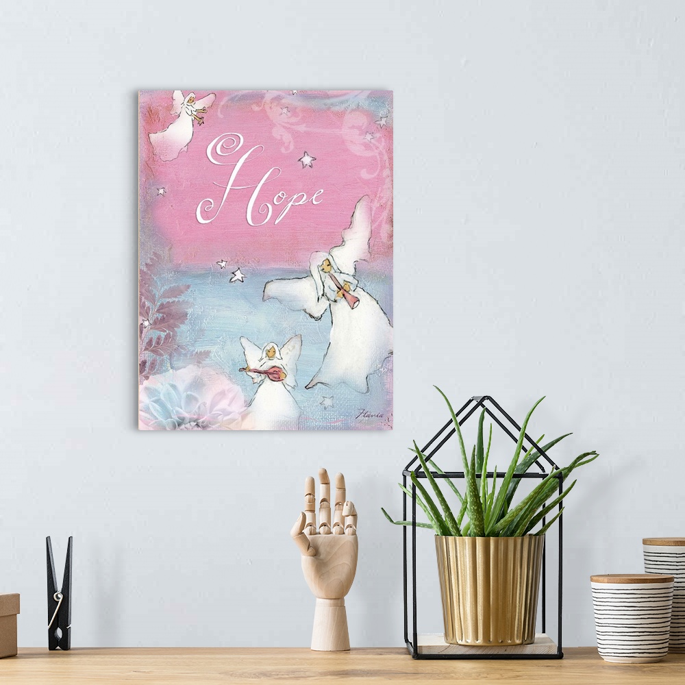 A bohemian room featuring Hope Angels Inspirational Print