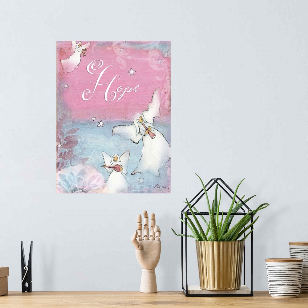 A bohemian room featuring Hope Angels Inspirational Print