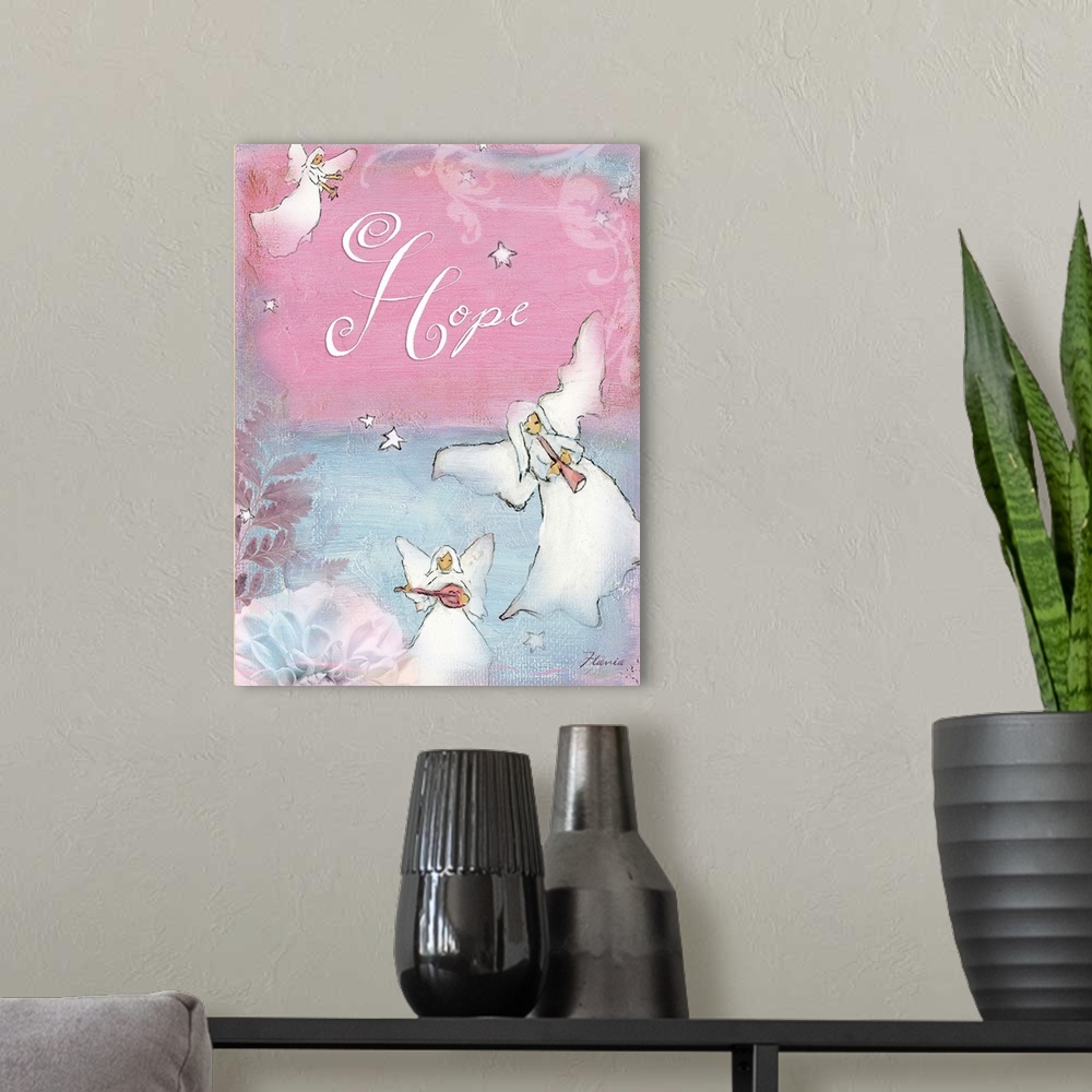 A modern room featuring Hope Angels Inspirational Print