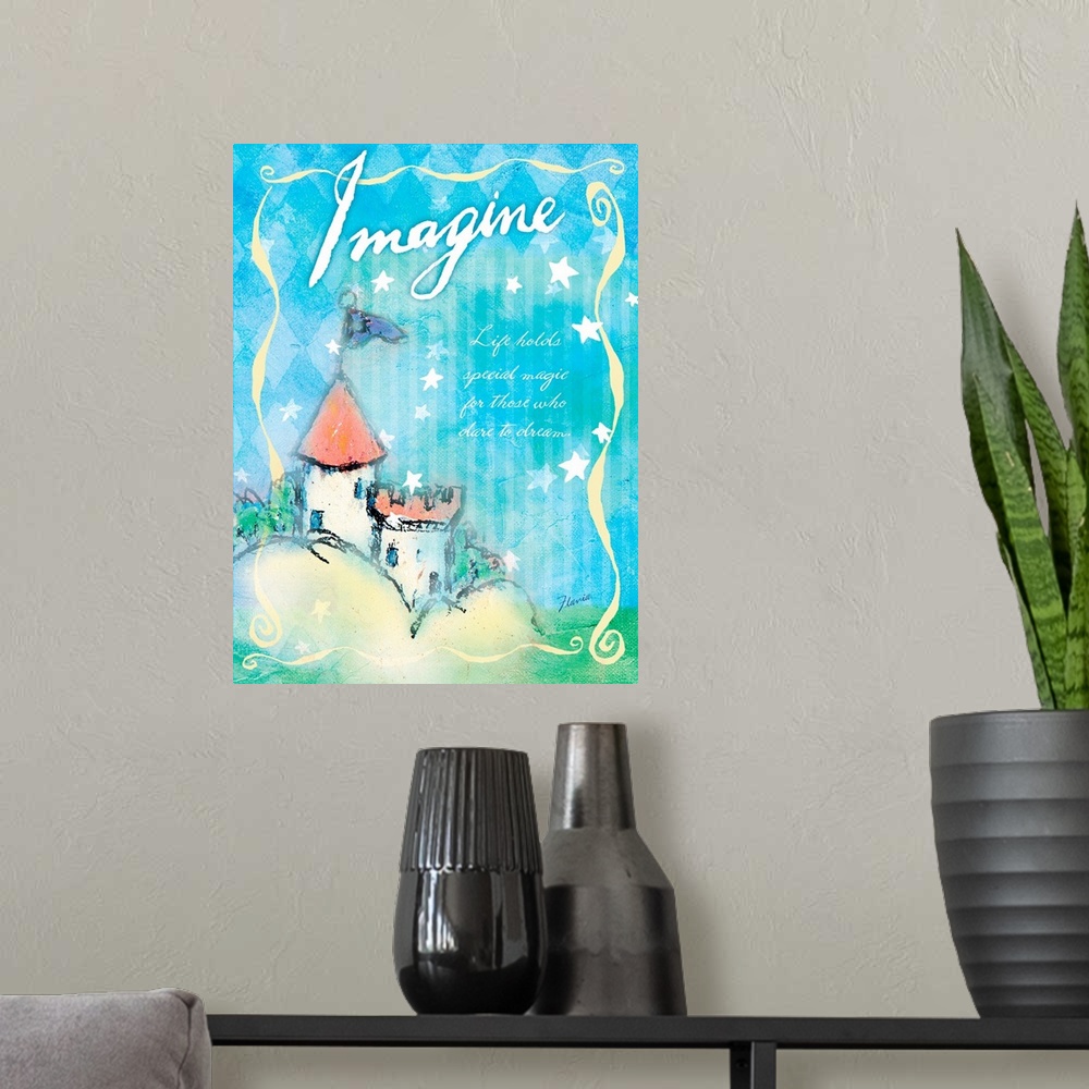 A modern room featuring Imagine Inspirational Print