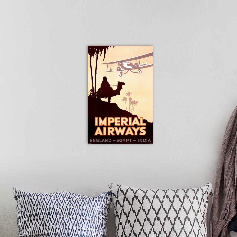 A bohemian room featuring Imperial Airways, England, Egypt, India, Vintage Poster, by Peckham