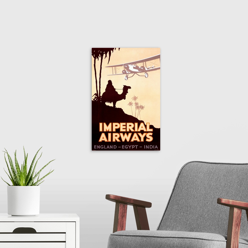 A modern room featuring Imperial Airways, England, Egypt, India, Vintage Poster, by Peckham