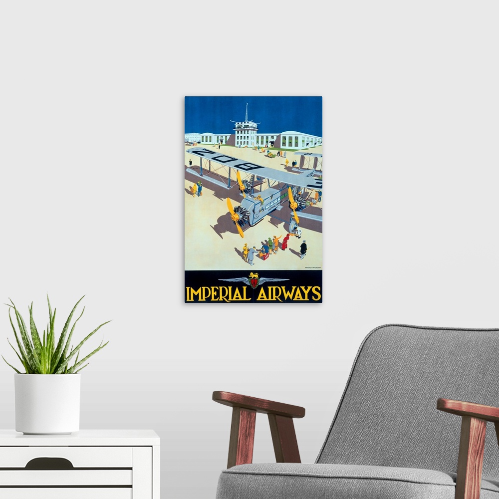 A modern room featuring Imperial Airways, Vintage Poster, by Harold McCready
