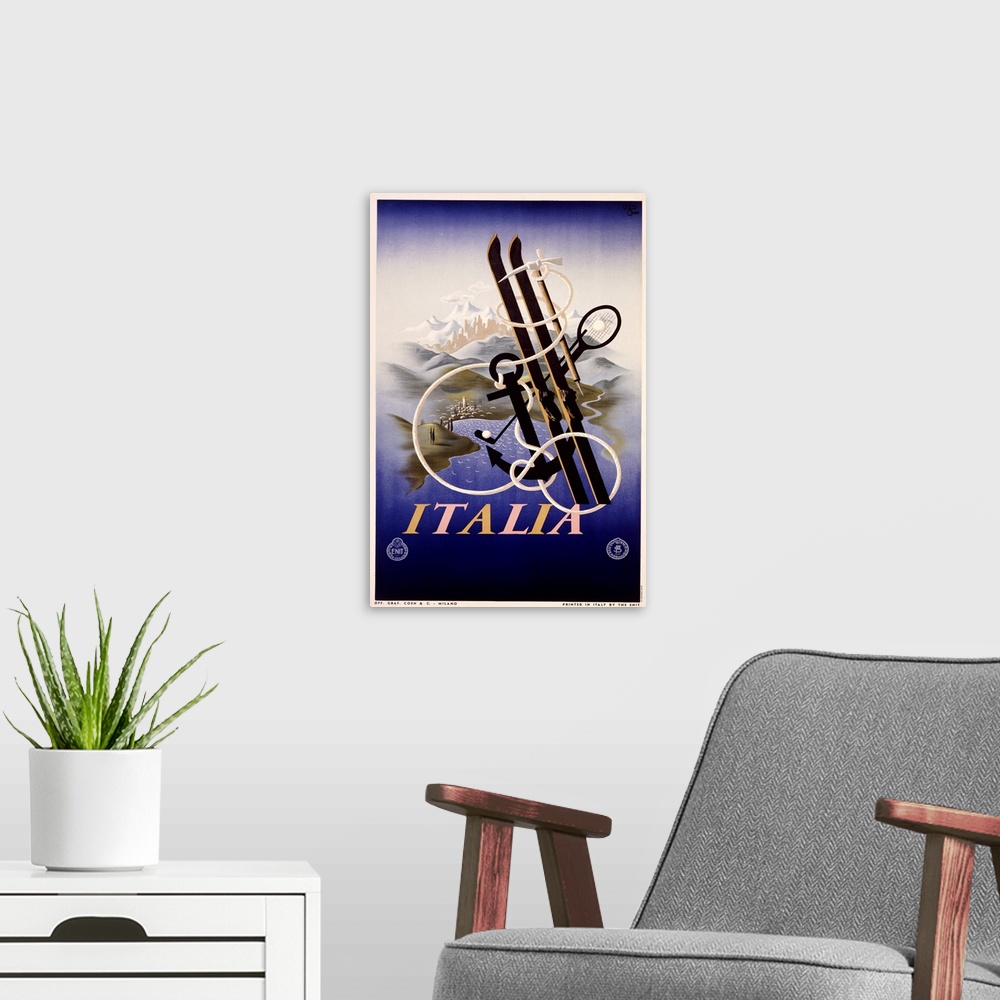 A modern room featuring Italia, Activities to Enjoy, Vintage Poster