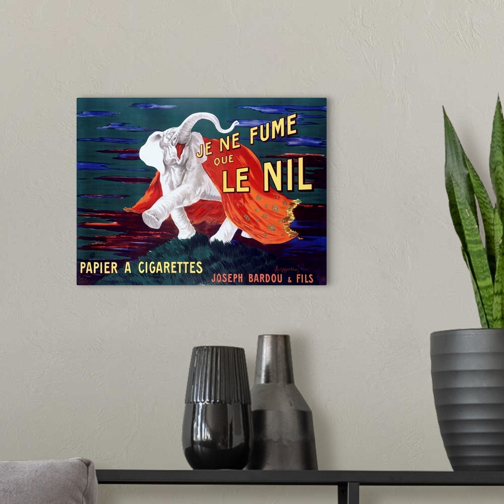 A modern room featuring Je Ne Fume Le Nil Vintage Advertising Poster
