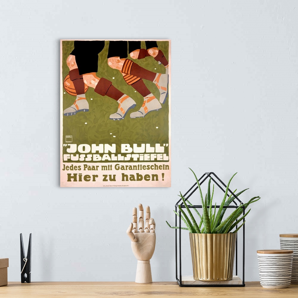 A bohemian room featuring John Bull Fussballstiefel, Vintage Poster
