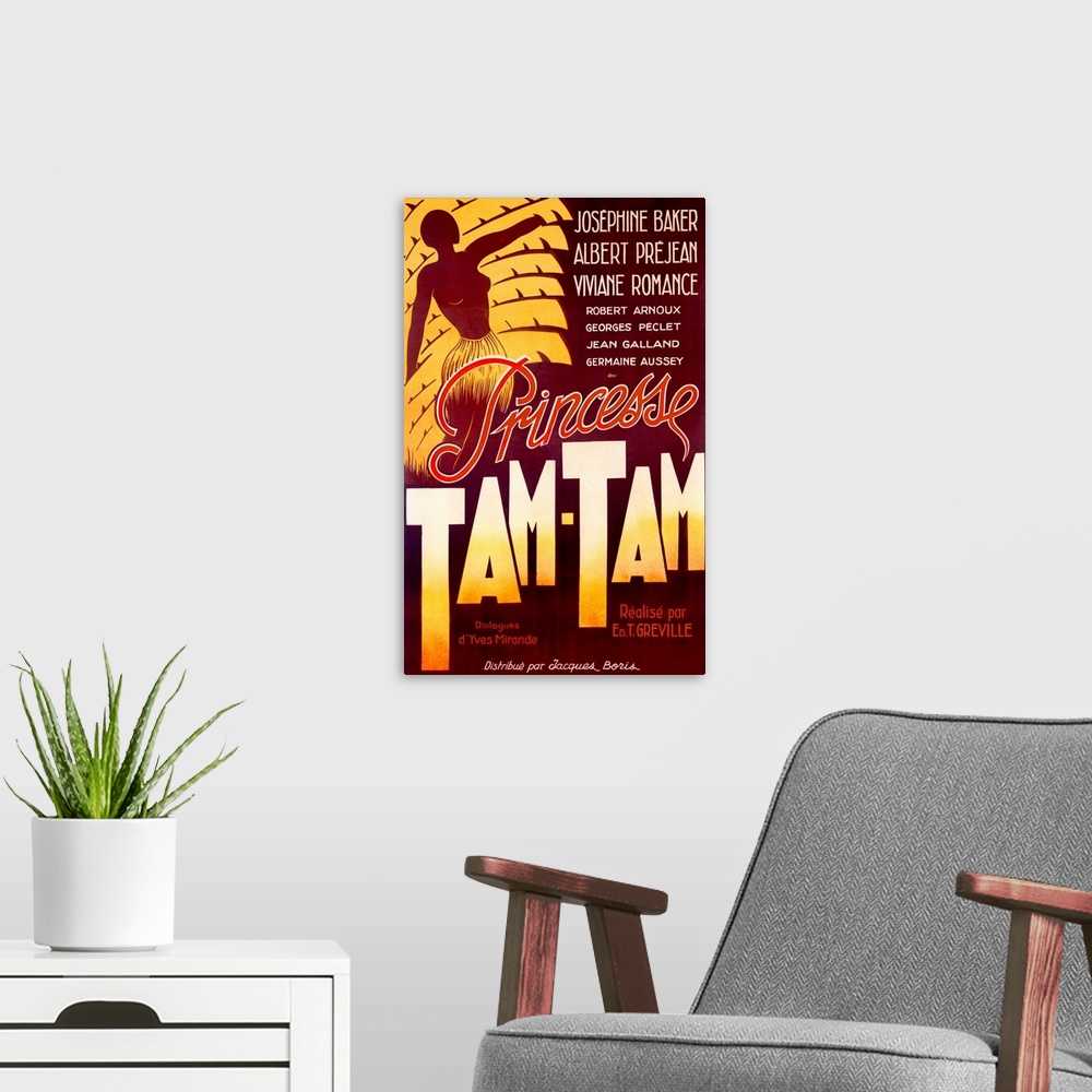 A modern room featuring Josephine Baker, Tam Tam, Vintage Poster