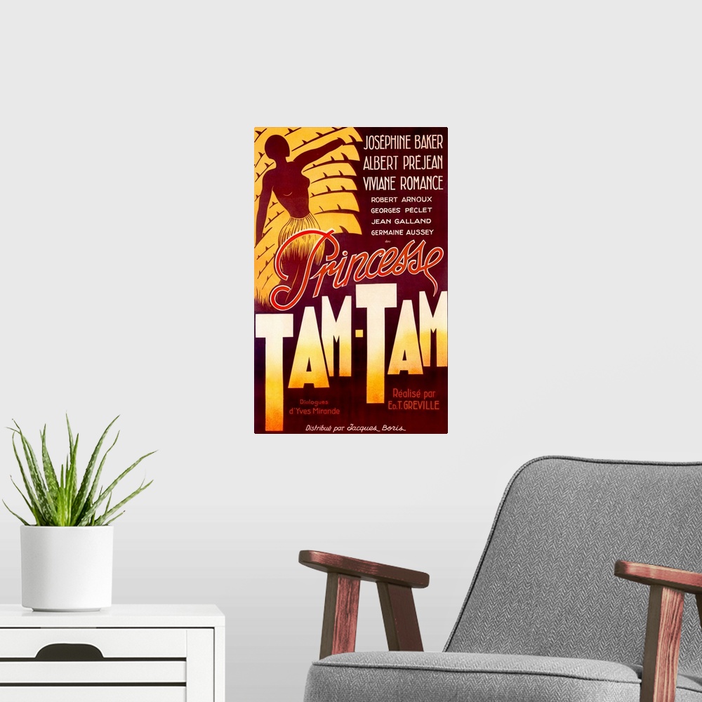A modern room featuring Josephine Baker, Tam Tam, Vintage Poster