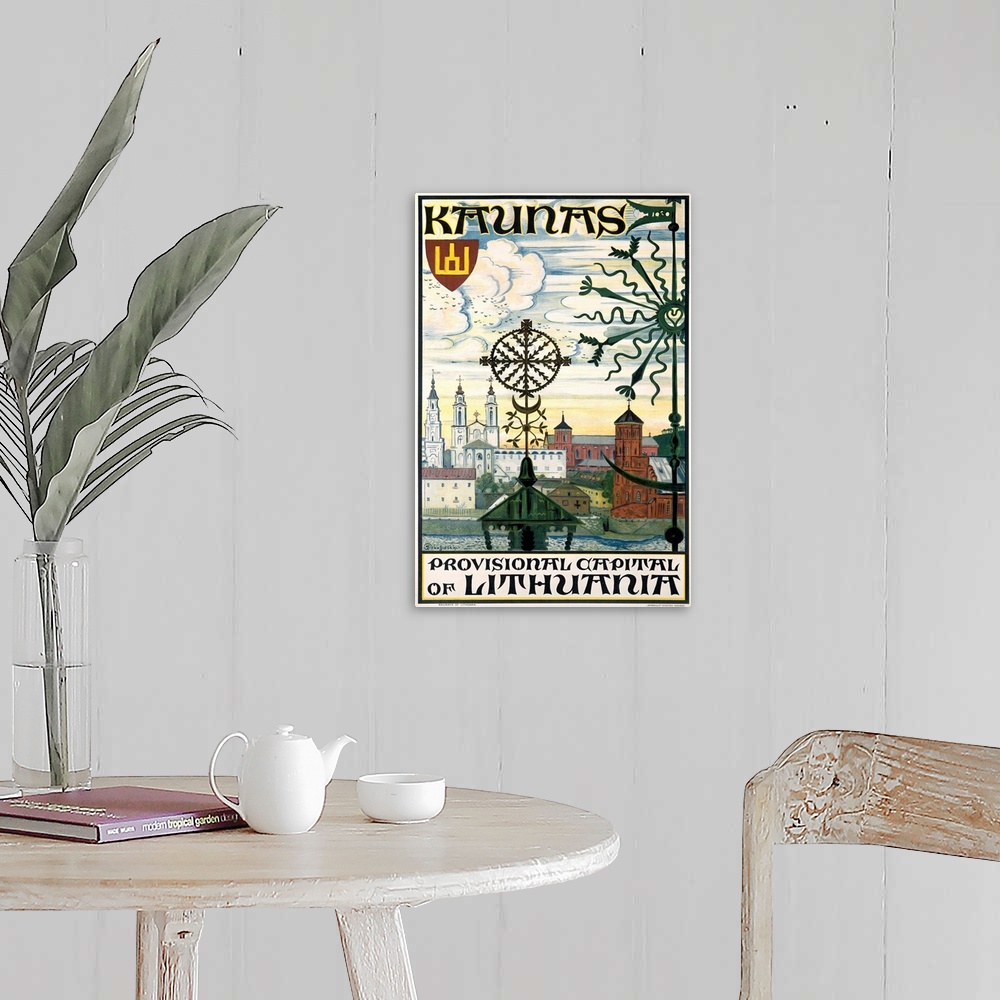 A farmhouse room featuring Kaunas, Lithuania, Vintage Poster