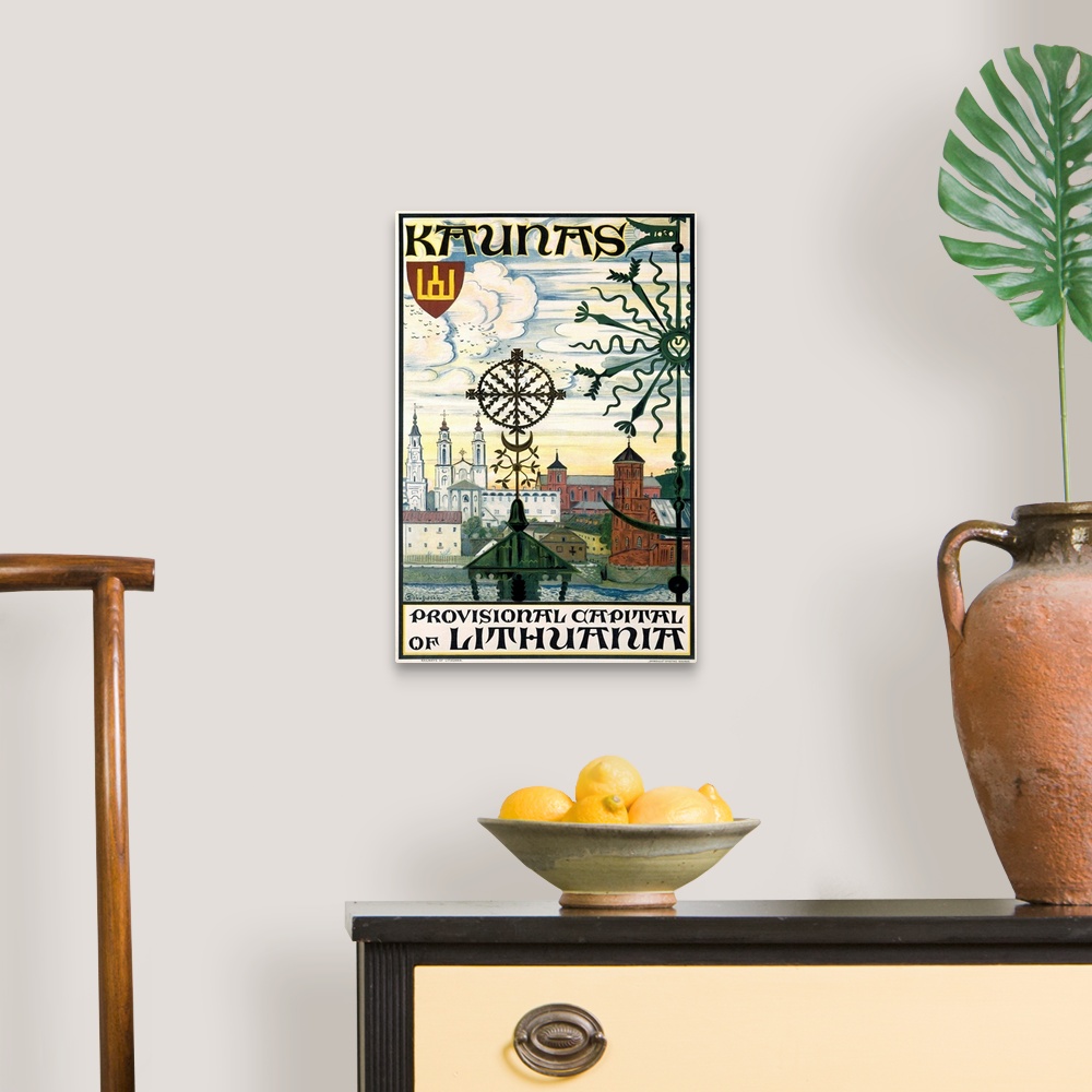 A traditional room featuring Kaunas, Lithuania, Vintage Poster