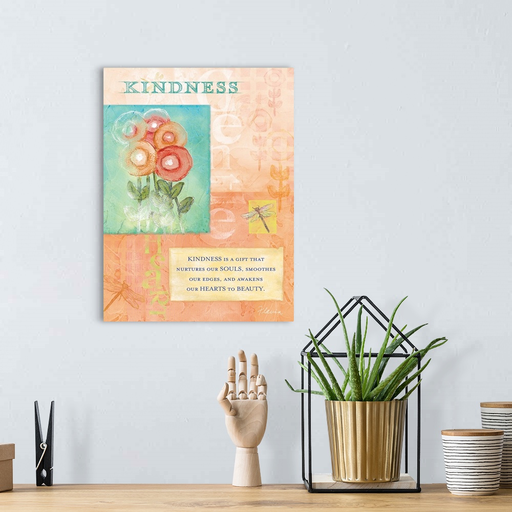 A bohemian room featuring Kindness Inspirational Print