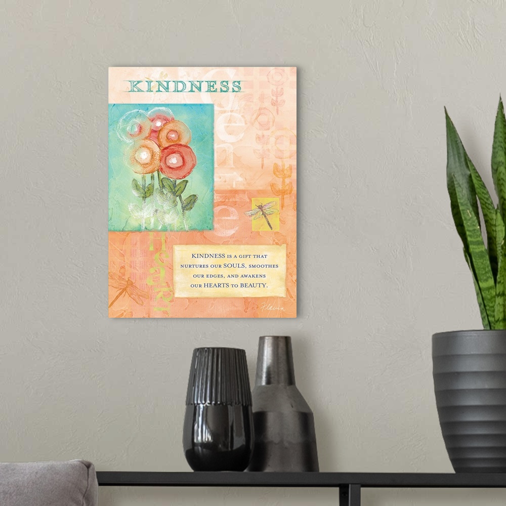 A modern room featuring Kindness Inspirational Print