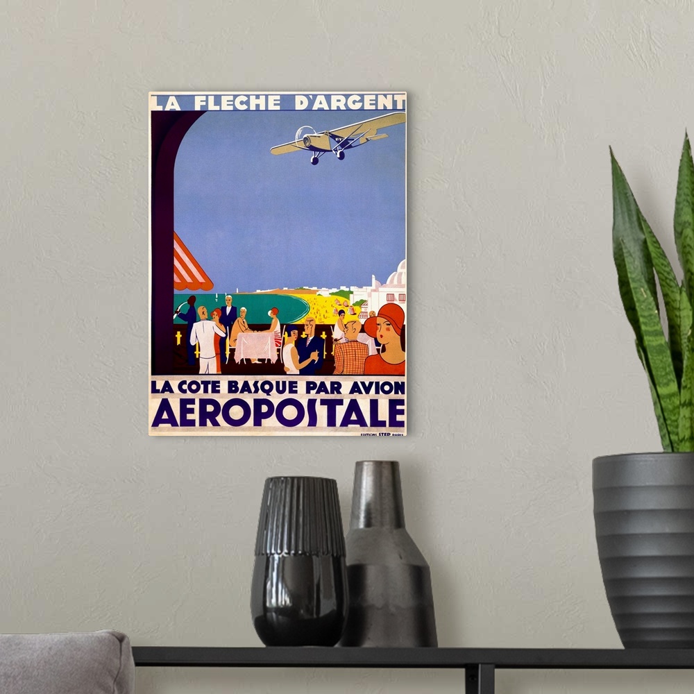 A modern room featuring La Fleche d'Argent, Aeropostale, Vintage Poster