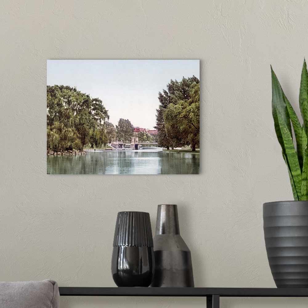 A modern room featuring Lake in the Public Garden Boston Massachusetts Vintage Photograph