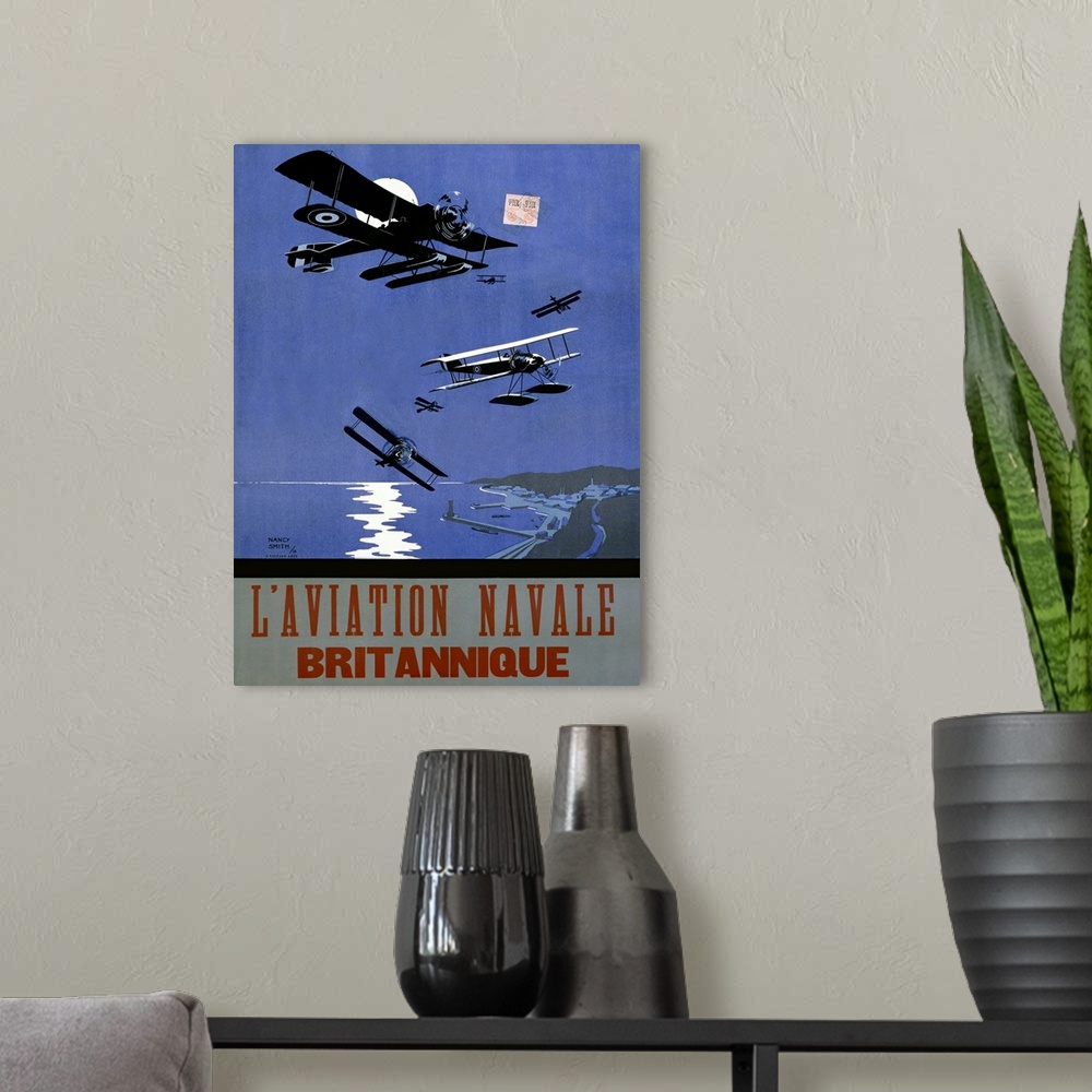 A modern room featuring L'Aviation Navale, Britannique, Vintage Poster, by Nancy Smith