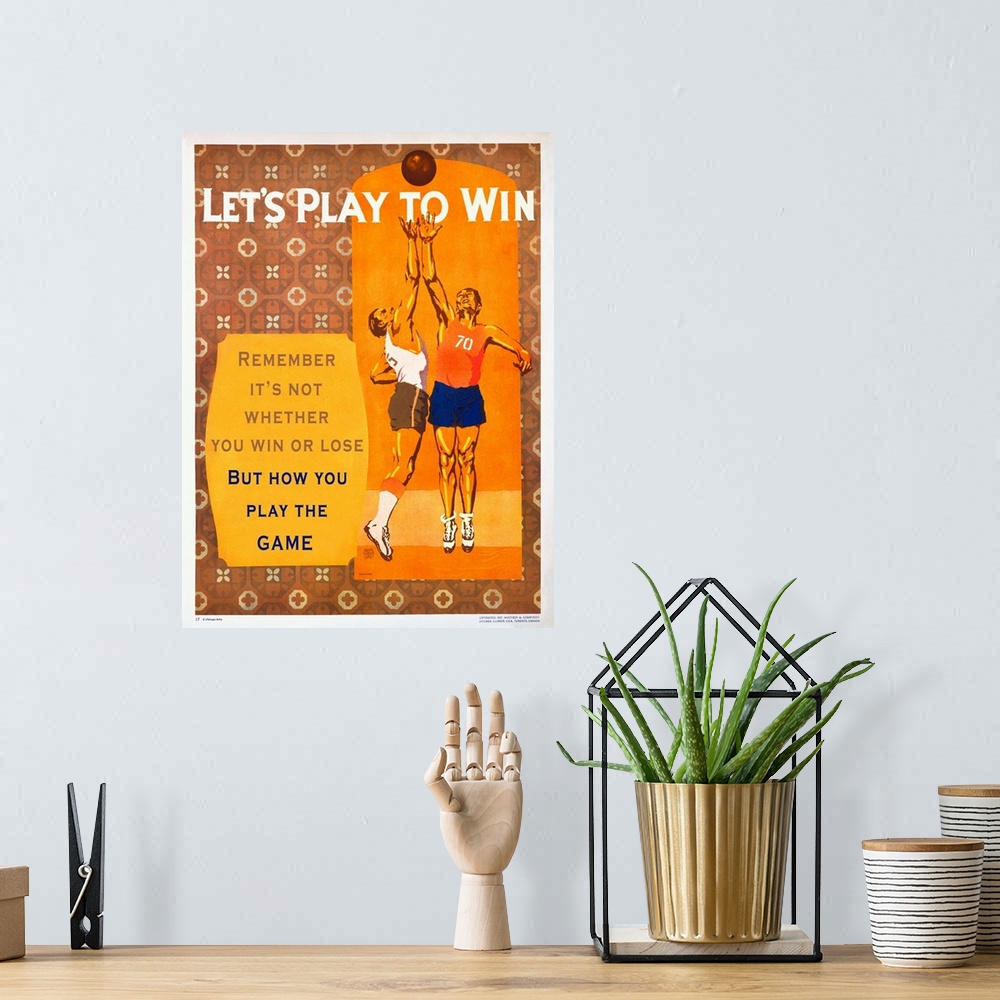 A bohemian room featuring Vintage Sport Motivation Poster, Basketball