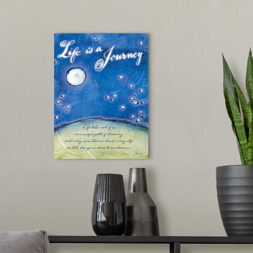 A modern room featuring Lifes Journey Inspirational Print