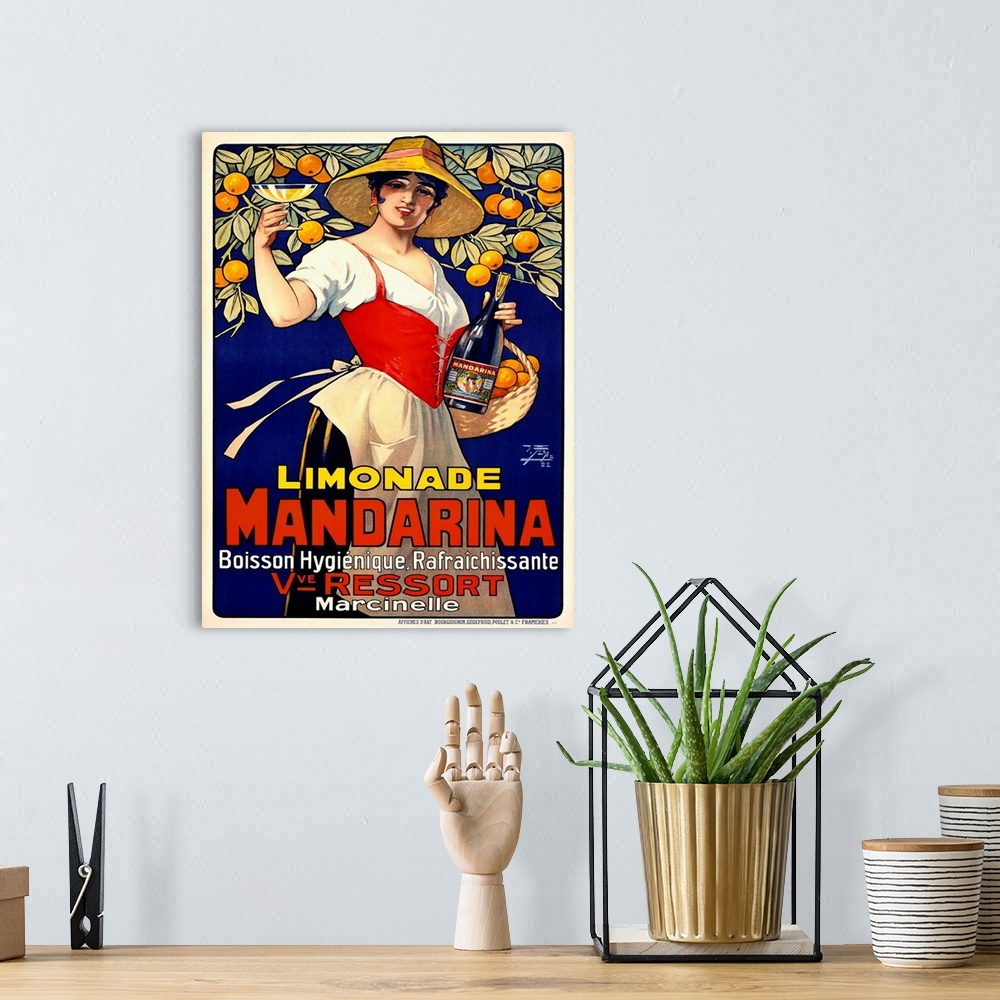A bohemian room featuring Limonade, Mandarina, Vintage Poster
