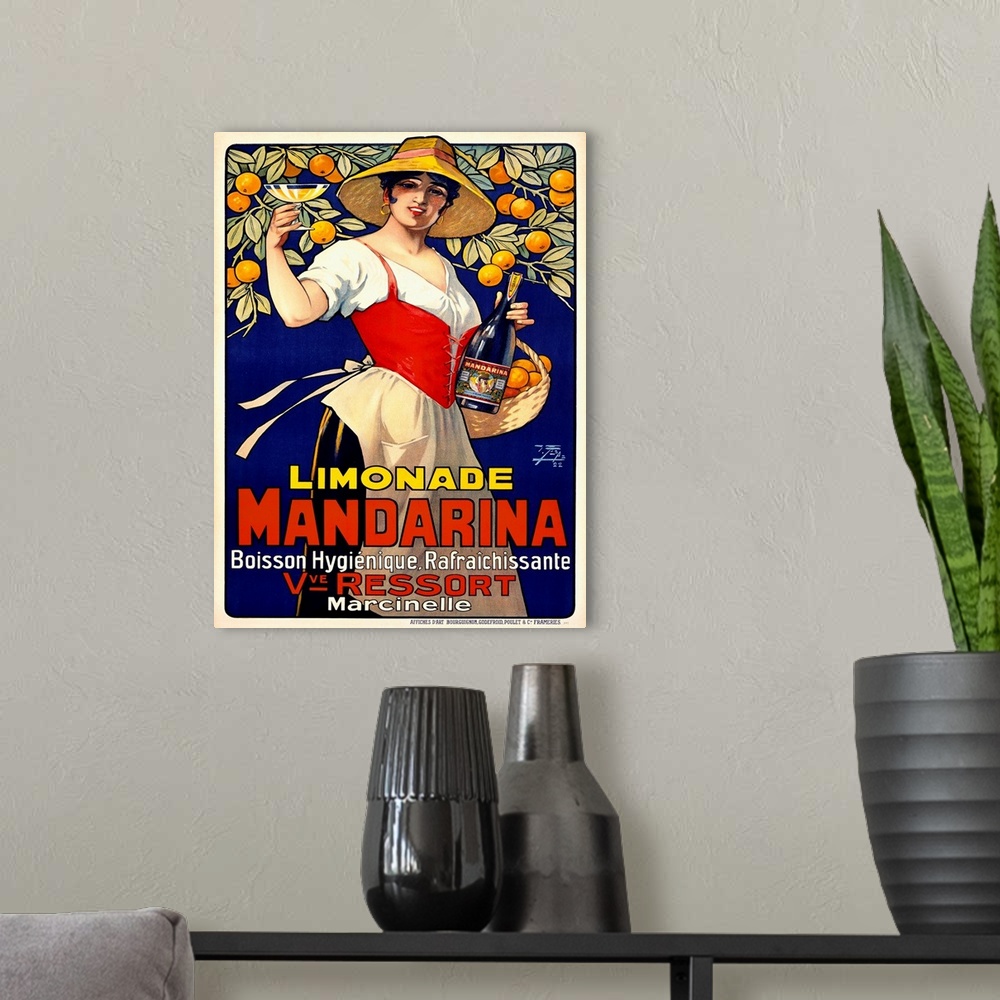 A modern room featuring Limonade, Mandarina, Vintage Poster