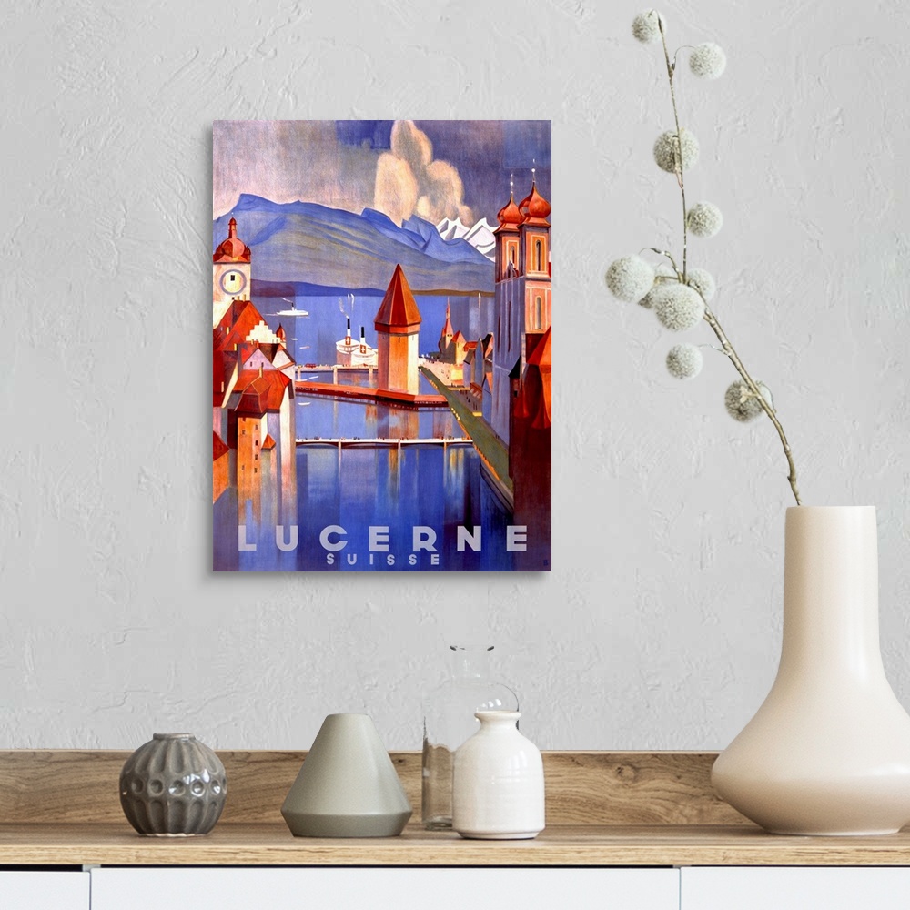 A farmhouse room featuring Lucerne Vintage Advertising Poster