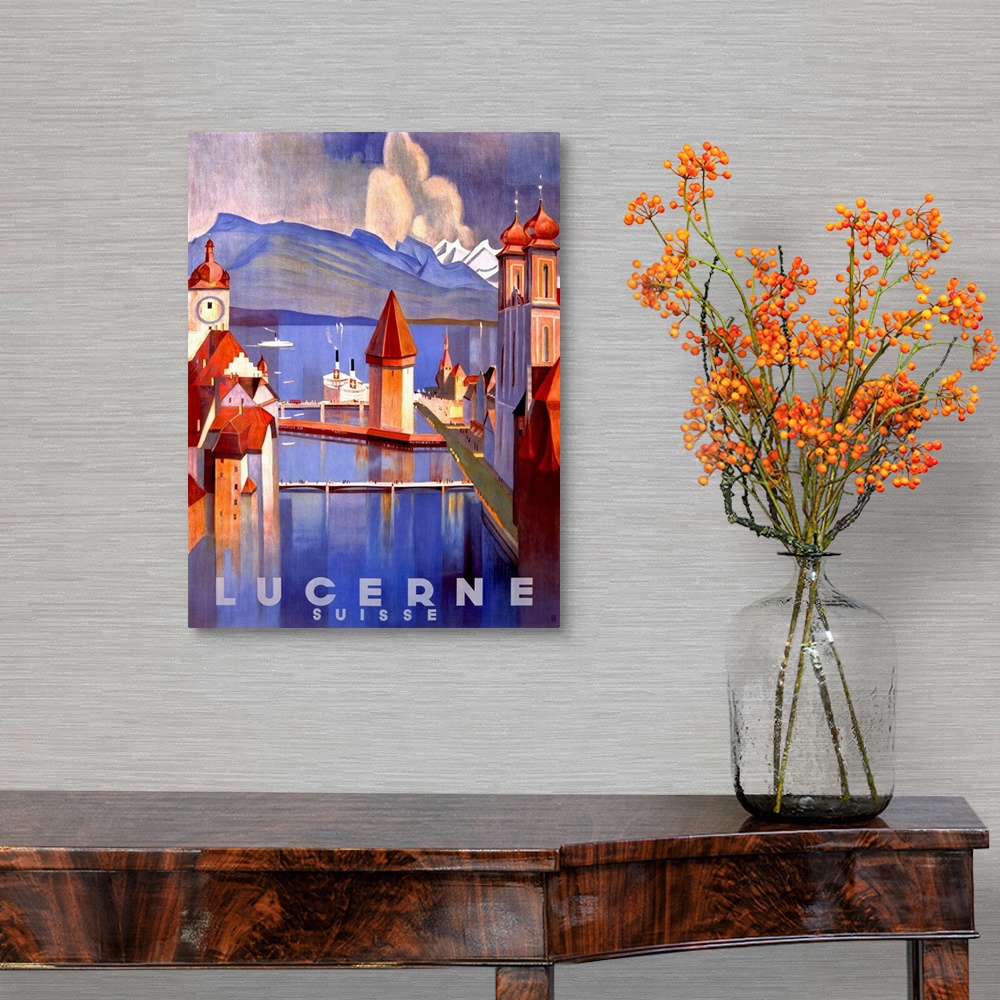 A traditional room featuring Lucerne Vintage Advertising Poster