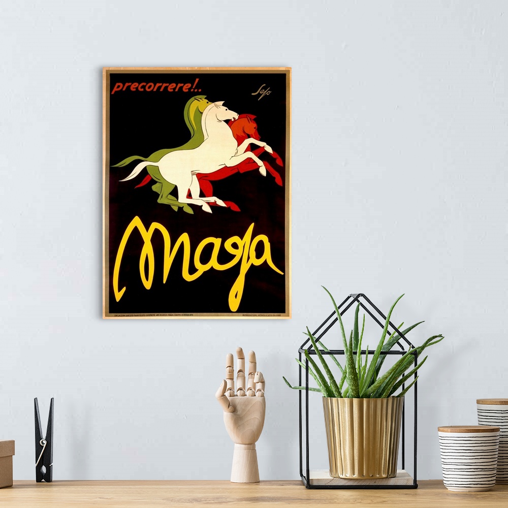 A bohemian room featuring Mafa, Precorrere, Vintage Poster