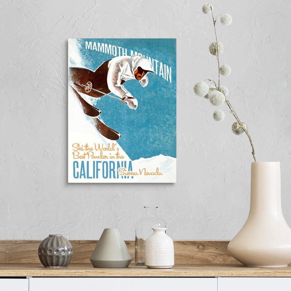A farmhouse room featuring Mammoth Mountain Vintage Advertising Poster